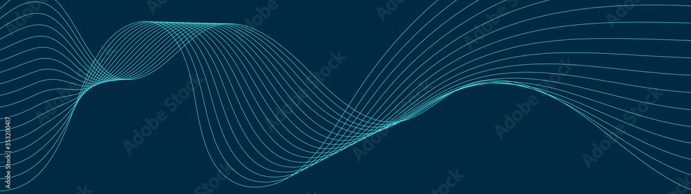 Poster abstract dynamic wave of lines. perspective grid. big data. network. digital background. 3d renderin