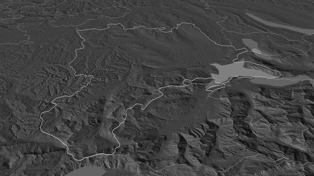 Lucerne, canton with its capital, zoomed and extruded on the bilevel map of Switzerland in the conformal Stereographic projection. Animation 3D