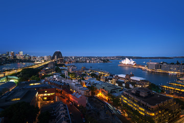 Aerial view of Sydney with Harbour Bridge, Australia