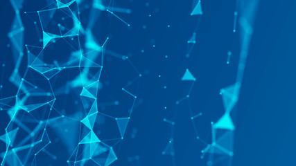 Sound wave element. Blockchain technology background. Big data digital blue background. Science background. Lines plexus. 3d rendering.