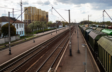 Fototapeta na wymiar A deserted train station during a COVID-19 coronavirus pandemic.