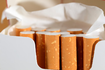 Cigarettes in an open pack