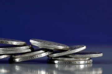 Close up view of coins