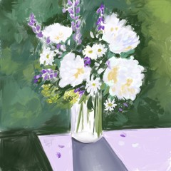 Peonies in a vase, flowers, still life, spring