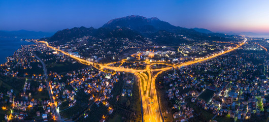 Evening panorama of Patras city, Greece