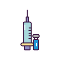 syringe and bottle icon, line color style