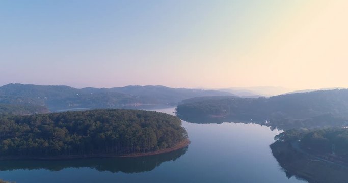 Aerial view Tuyen Lam lake in Da Lat city, Lam Dong, Vietnam