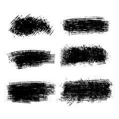 Vector black paint, ink brush stroke, brush, line or texture. Dirty artistic design element, box, frame or background for text.