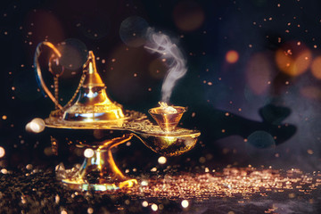 Ramadan lamp with magic background