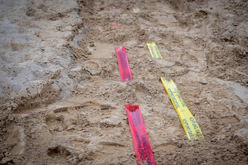 Trassenwarnband, Flatterband, Absperrband für Gasleitung und Lichtwellenleiter, Glasfaser in...