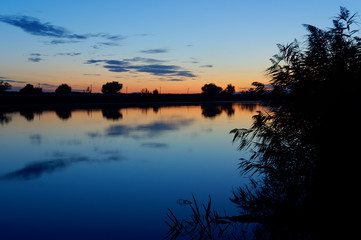 Sunset over the river. Rostov region, Russia