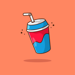 Vector glass of soda on an isolated background. Cartoon icon that can be used in movie themes. Cinema, films, entertainment. Suitable for web page, banner, flyer, sticker, card. 