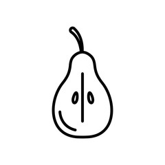 half pear fruit icon, line style