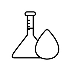 chemical flask and water drop icon, line style