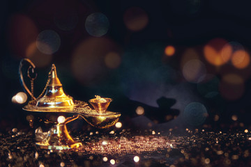 Ramadan lamp with magic background