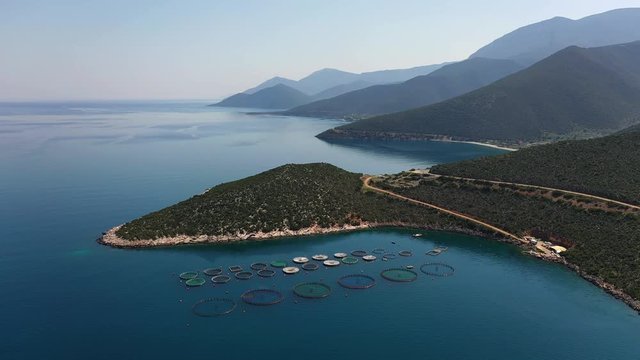 Sea fish salmon farm at Greece, Peloponesse,Lakonia