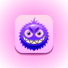 Fluffy Purple Monster Logo Vector Smile Animal Icon Symbol