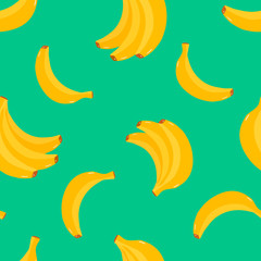 Modern seamless background with bananas. Seamless vector pattern for fabrics, packaging paper, holidays. Colored background.