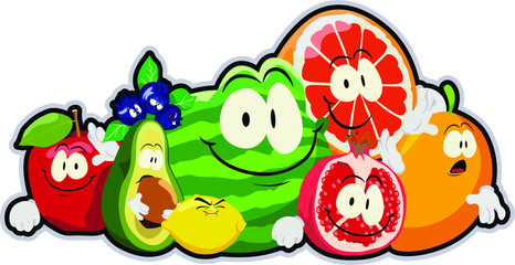 Group of fresh fruits illustration