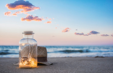 Summer background with lantern