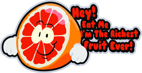 Fresh rich grapefruit illustration with greetings