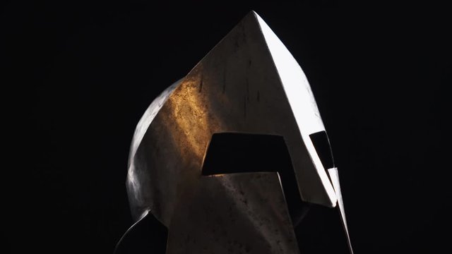 Ancient iron spartan helmet.
