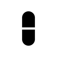 Medical pill icon. Capsule black silhouette vector illustration isolated on white.