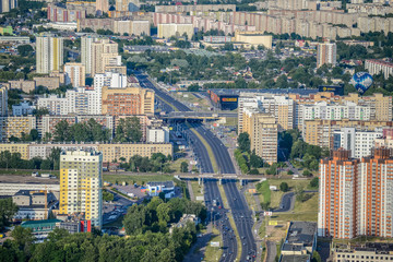 Minsk city panorama with balloon