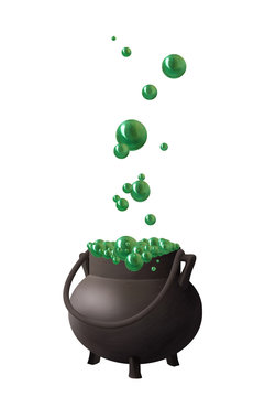 recommend clip art: Black witch boiler with green potion. Halloween clip art isolated