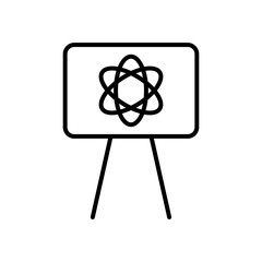 Obraz premium presentation board with atom icon, line style