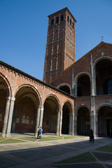 Milan Italy 17 April 2019: The Basilica of Sant'Ambrogio