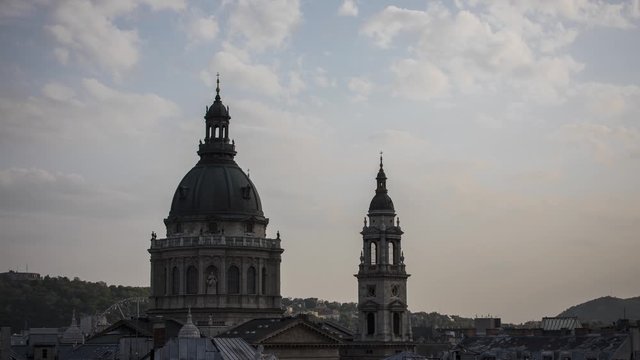 Budapest Hungary Basilica Dome Sunset time lapse
