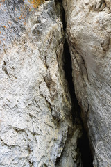 A cave in the rock. Concept archaeology, geology, research and excavation.