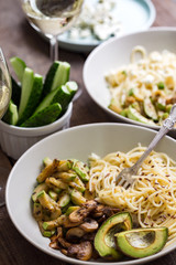 delicious dinner - pasta with white wine