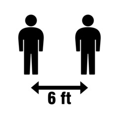 Social Distancing Keep Your Distance or Maintain a Distance of 6 ft or 6 Feet Icon. Vector Image.