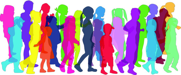 Group of children's silhouettes.concept illustration