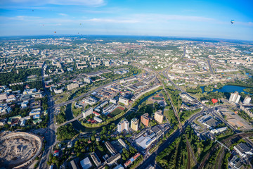 Minsk city panorama with balloon