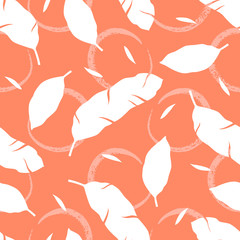 Tropical seamless pattern with leaves. Vector illustration.