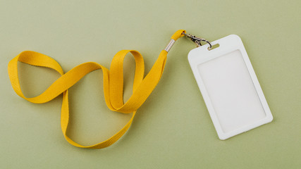 Work ID name tag. The ID of the employee. Card icons with ropes on a green background