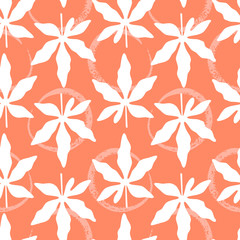 Tropical seamless pattern with leaves. Vector illustration.