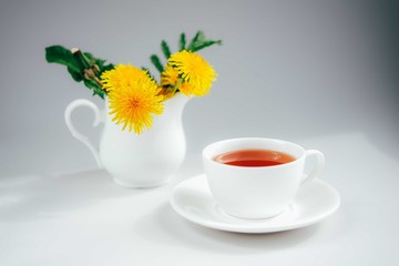 Morning tea with flowers.