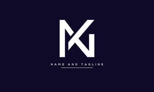 Alphabet letters monogram icon logo KN or NK