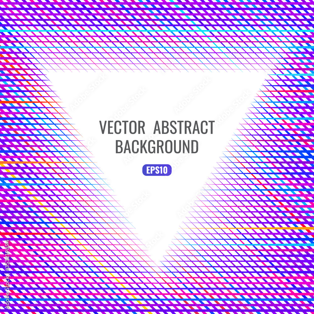 Poster abstract background with bright texture of diagonal lines. white space for text in the shape of a tr