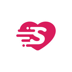 Heart Love with Letter S Logo Vector Design Template