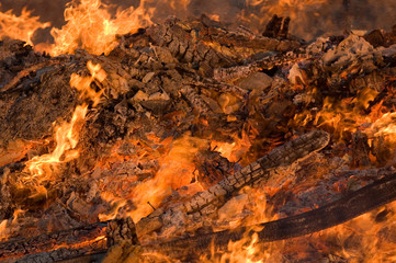 Burnig pile of wood during the Walpurgis Night in Sweden