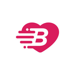 Heart Love with Letter B Logo Vector Design Template
