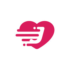 Heart Love with Letter J Logo Vector Design Template