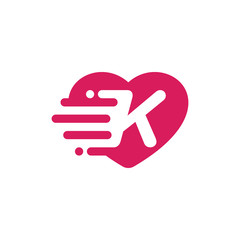 Heart Love with Letter K Logo Vector Design Template