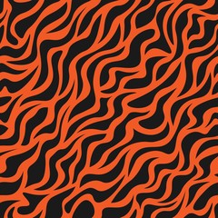 Tiger fur terracotta orange skin vector seamless pattern texture