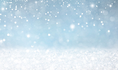 Christmas light background.  Holiday glowing backdrop. Defocused Background With Blinking Stars. Blurred Bokeh.